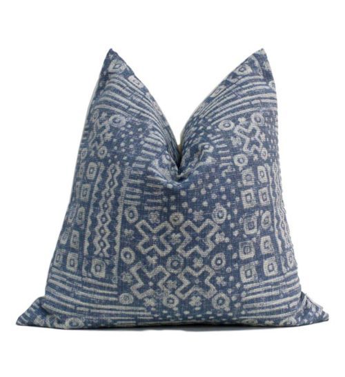 Tribal Blue African Pattern Pillow