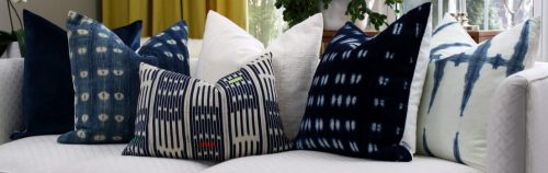 African Blue & White Baule Pillow Cover