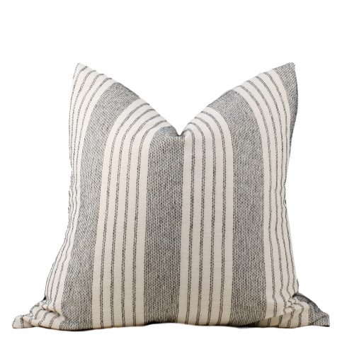 Charcoal and Cream Stripe Pillow Cover