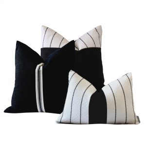 black & cream stripe pillow