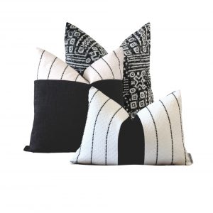 black & cream stripe pillow