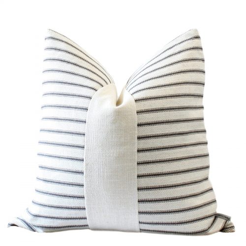 Charcoal Grey & Cream Pillow Cover