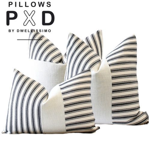 black cream stripe pillow