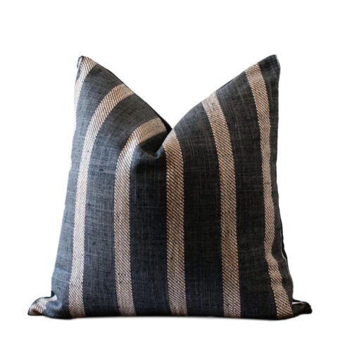 Charcoal & Oatmeal Stripe Pillow Cover