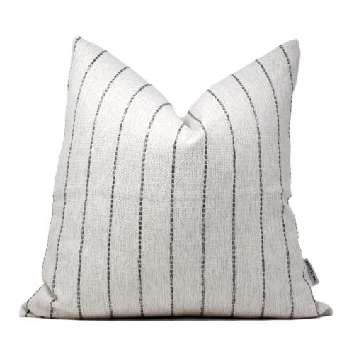 Linen and Charcoal Stripe Pillow Cover