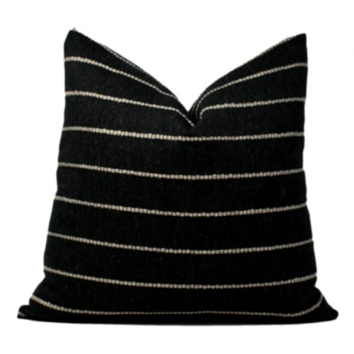 Charcoal and White Stripe Pillow Cover