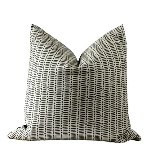 Black Lines & Dots Cream Pillow Cover