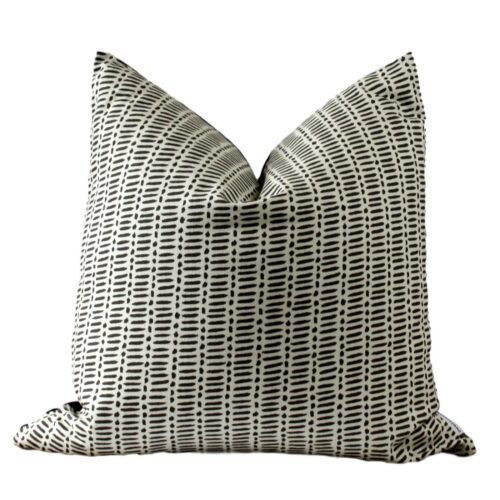 Black Lines & Dots Cream Pillow Cover