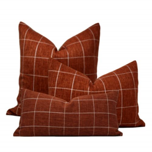 Rusty Red Check Pillow Cover