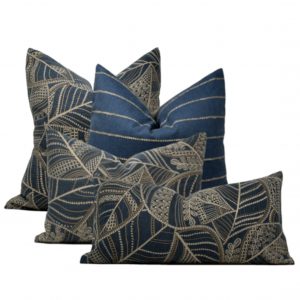 blue & oatmeal pillow covers