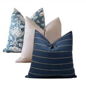 Blue & Oatmeal Stripe Pillow