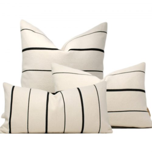 cream black stripe pillow