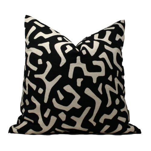 black & ecru kuba pattern pillow