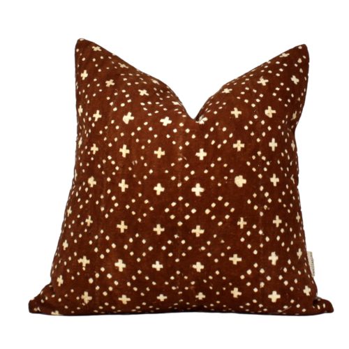 Tosha Dark Rust & Cream Mud Cloth Pillow Cover