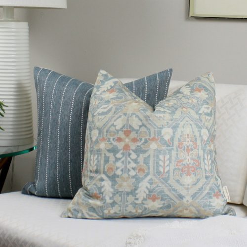 Teal Blue & White Stripe Pillow Cover