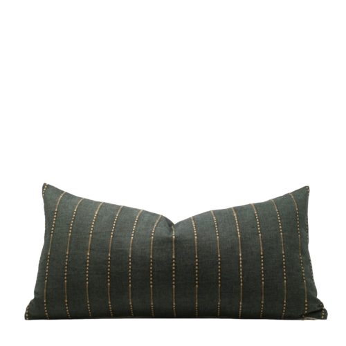 ark Olive Green Dash Dot Stripe Pillow Cover