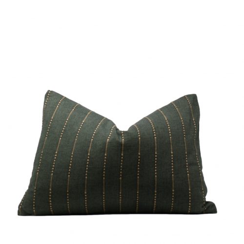 ark Olive Green Dash Dot Stripe Pillow Cover