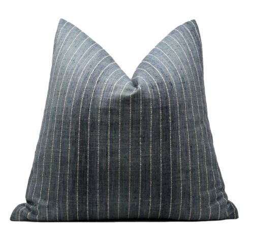 White & Blue Stripe Pillow