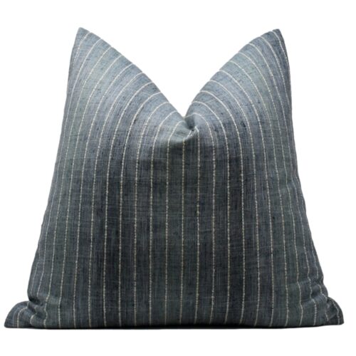 White & Blue Stripe Pillow