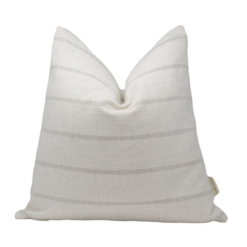 White and Taupe Stripe Pillow