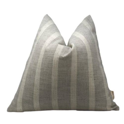 silver grey cream stripe pillow