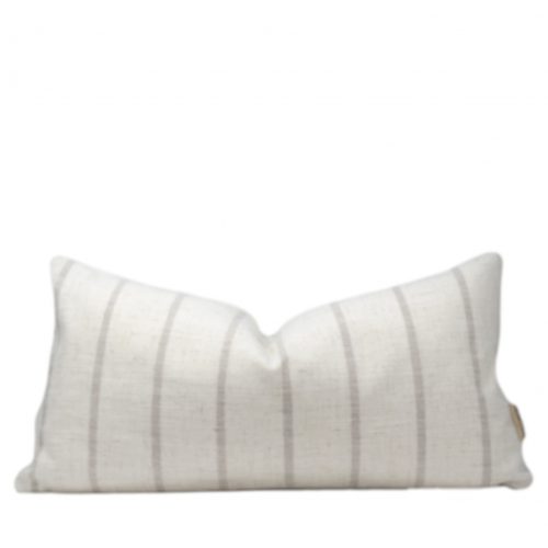 White and Taupe Stripe Pillow