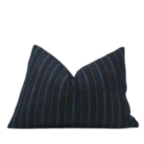 Navy with Rust Stripe Tribal Cotton Pillow