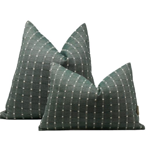 Green & White Stripe Tribal Cotton Pillow Cover