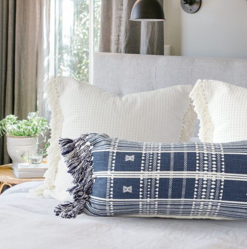 Edie Blue & White Indian Print Pillow Cover