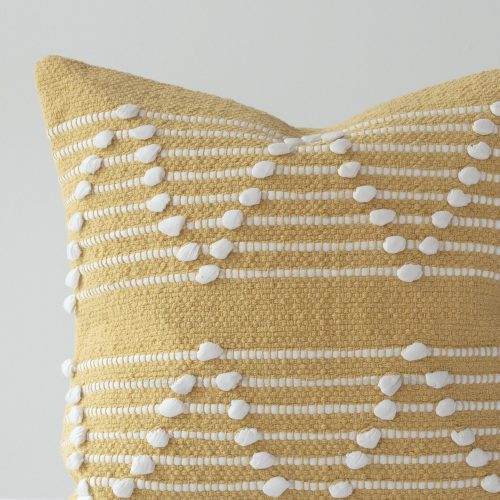 mustard white pillow