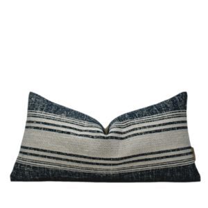 Denim Blue and Off White Stripe Pillow Cover