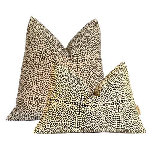 Amina | Charcoal Cream Tile Block Print Pillow Cover