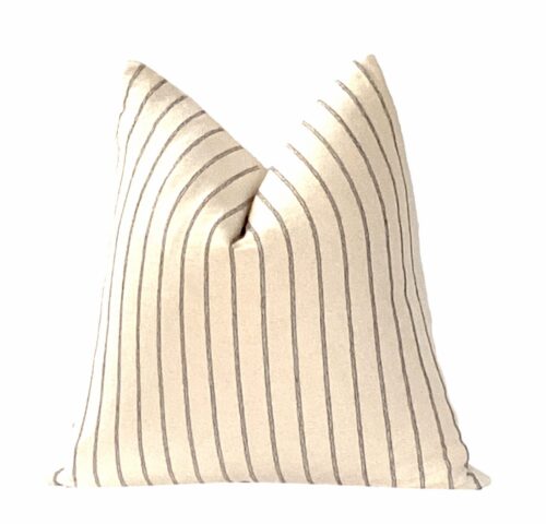 Taupe and Cream Stripe Pillow Cover