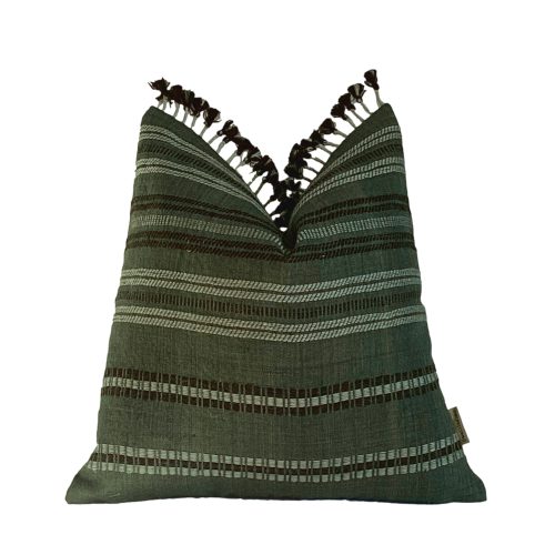 Kamya | Green Stripe Handwoven Bhujodi Pillow Cover