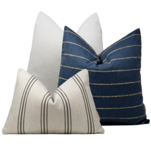blue stripe pillow combo