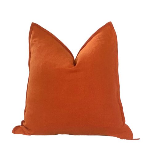Avila Cognac Flanged Linen Pillow Cover