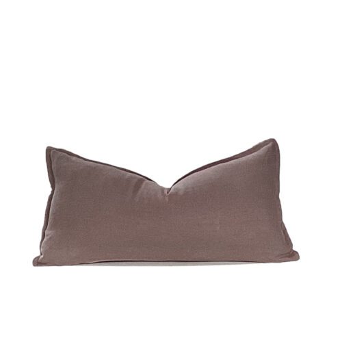 grey taupe linen lumbar pillow
