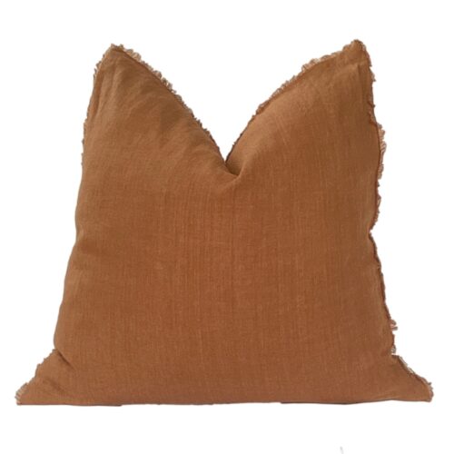 Malaga 24″ Rust Brick Linen Pillow Cover