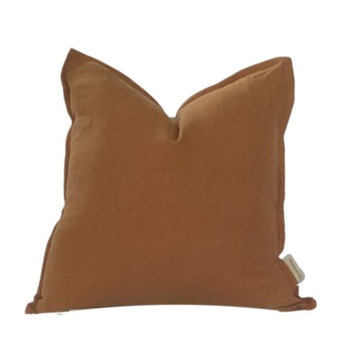 Avila Caramel Flanged Linen Pillow Cover