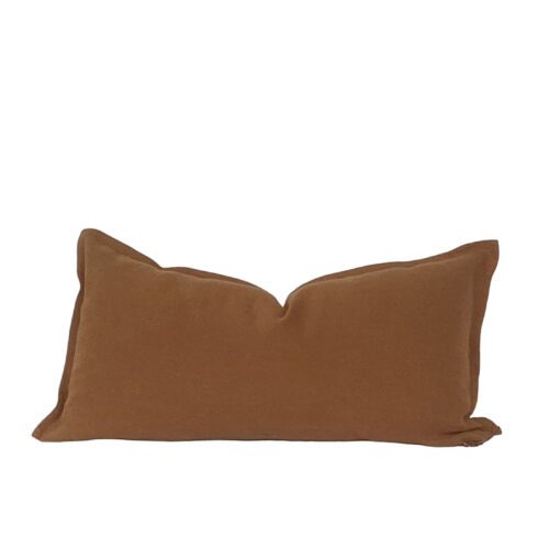 Avila Caramel Flanged Linen Pillow Cover