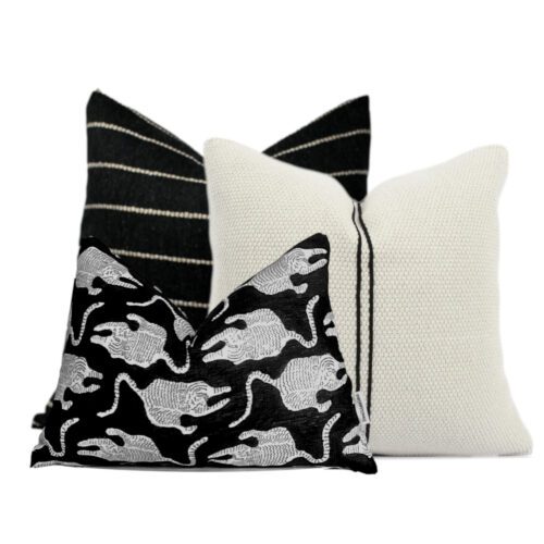 Claire Black Bengal Tiger Throw Pillow Combination