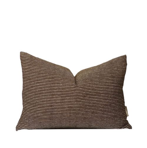 Bette || Brown and Cream Woven Striped Cotton Pillow Cover
