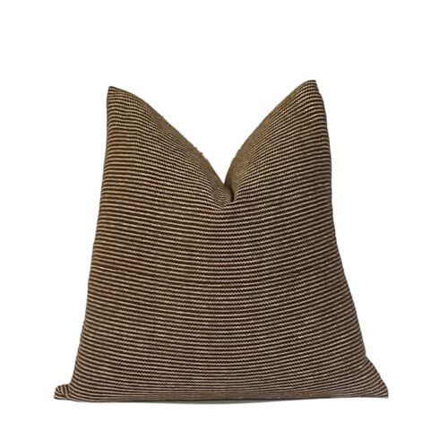 Bette || Brown and Cream Woven Striped Cotton Pillow Cover