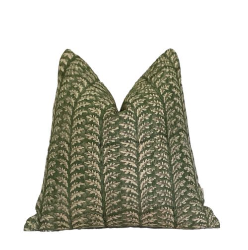 RUTHI || Green Floral Block Print Pillow Cover
