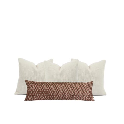 AISNE || Rust Floral Block Print Pillow Cover