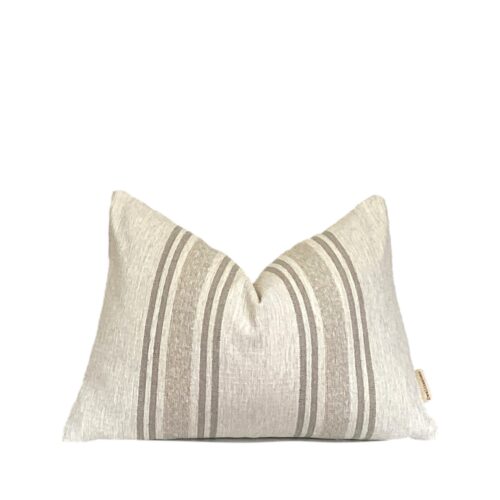 Brooks | Taupe and Cream Stripe Pillow Cover