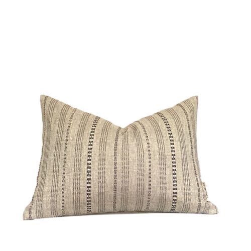 Natural and black stripe lumbar pillow