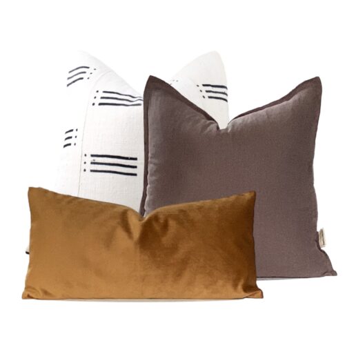 Taiwoo Pillow Combo, White and Black Mud Cloth Pillow Covers