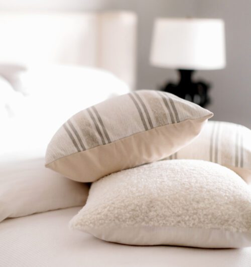 Taupe and Cream Stripe Pillow Cover
