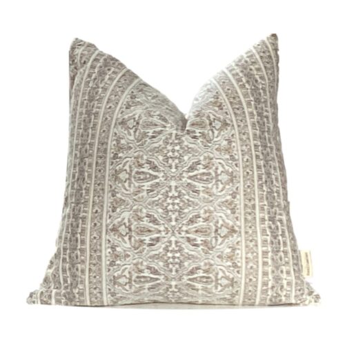 Milla | Tan and Blue Grey Stripe Pillow Cover